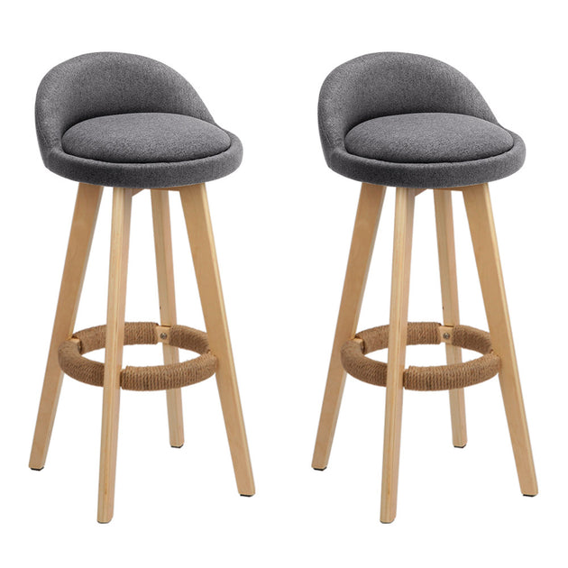 Artiss Set of 2 Fabric Backrest Bar Stools - Grey - Delldesign Living - Furniture > Bar Stools & Chairs - free-shipping