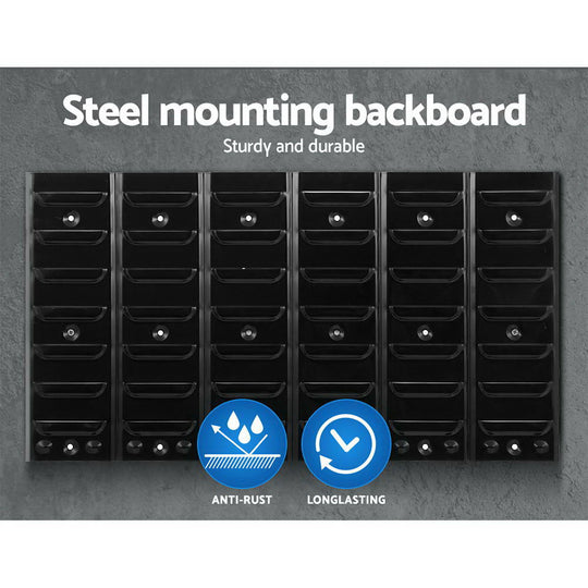 24 Bin Wall Mounted Rack Storage Tools Steel Board Organiser Work Bench Garage - Delldesign Living - Tools > Tools Storage - free-shipping