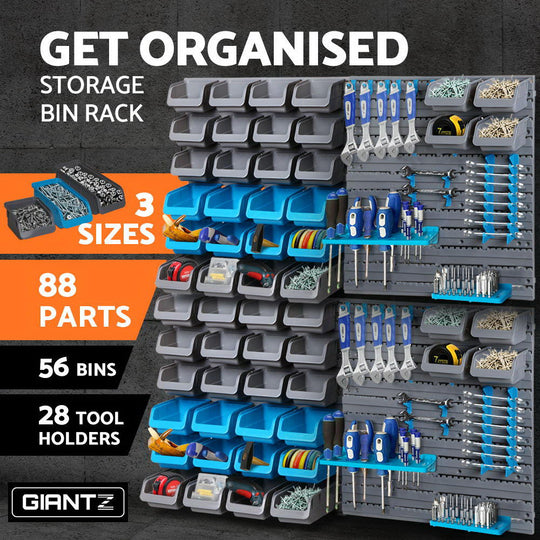 Giantz 88 Parts Wall-Mounted Storage Bin Rack Tool Garage Shelving Organiser Box - Delldesign Living - Tools > Tools Storage - free-shipping