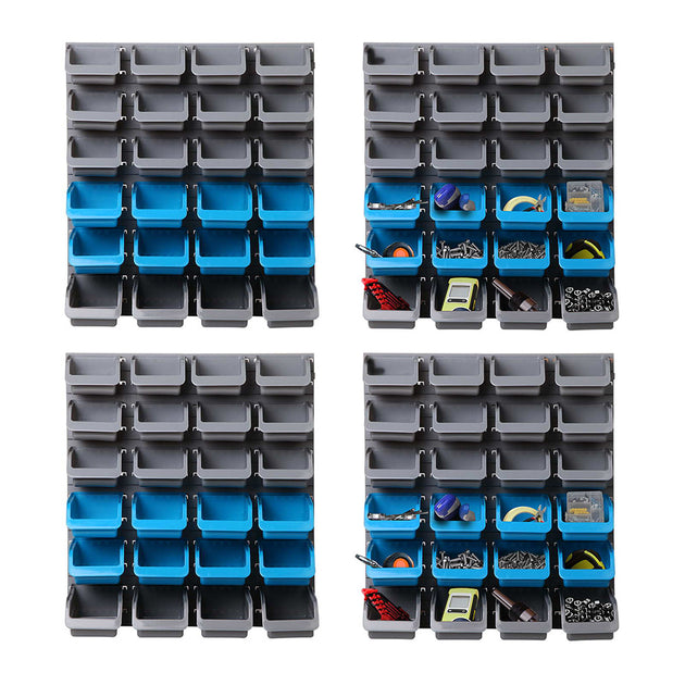 Giantz 96 Storage Bin Rack Wall-Mounted Tool Parts Garage Shelving Organiser - Delldesign Living - Tools > Tools Storage - free-shipping