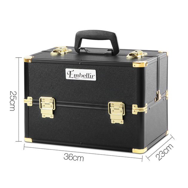 Embellir Portable Cosmetic Beauty Makeup Case - Black & Gold - Delldesign Living - Health & Beauty > Cosmetic Storage - 