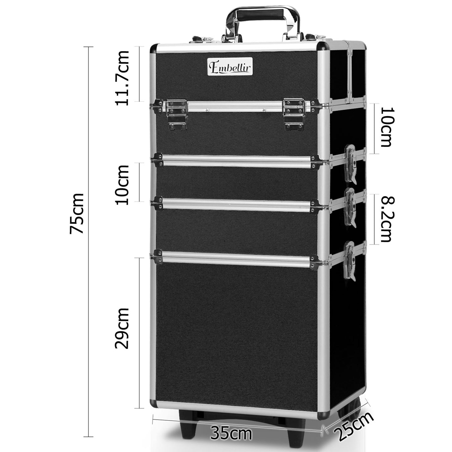 Embellir 7 in 1 Portable Cosmetic Beauty Makeup Trolley - Black - Delldesign Living - Health & Beauty > Cosmetic Storage - 