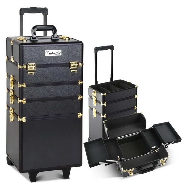 Embellir 7 in 1 Portable Cosmetic Beauty Makeup Trolley - Black & Gold - Delldesign Living - Health & Beauty > Cosmetic Storage - 