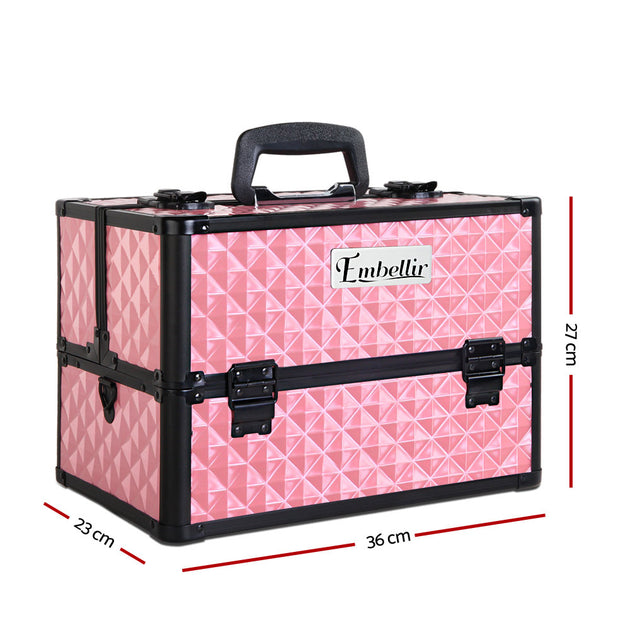 Embellir Portable Cosmetic Beauty Makeup Case - Diamond Pink - Delldesign Living - Health & Beauty > Cosmetic Storage - 