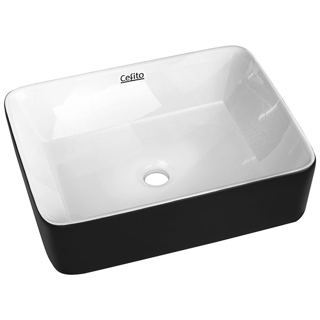 Cefito Ceramic Bathroom Basin Sink Vanity Above Counter Basins Bowl Black White - Delldesign Living - Home & Garden > Bathroom Accessories - free-shipping, hamptons