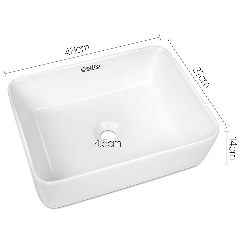 Cefito Ceramic Rectangle Sink Bowl - White - Delldesign Living - Home & Garden > DIY - free-shipping, hamptons