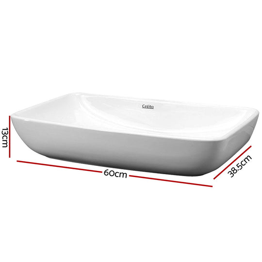 Cefito Ceramic Rectangle Sink Bowl - White - Delldesign Living - Home & Garden > DIY - free-shipping, hamptons