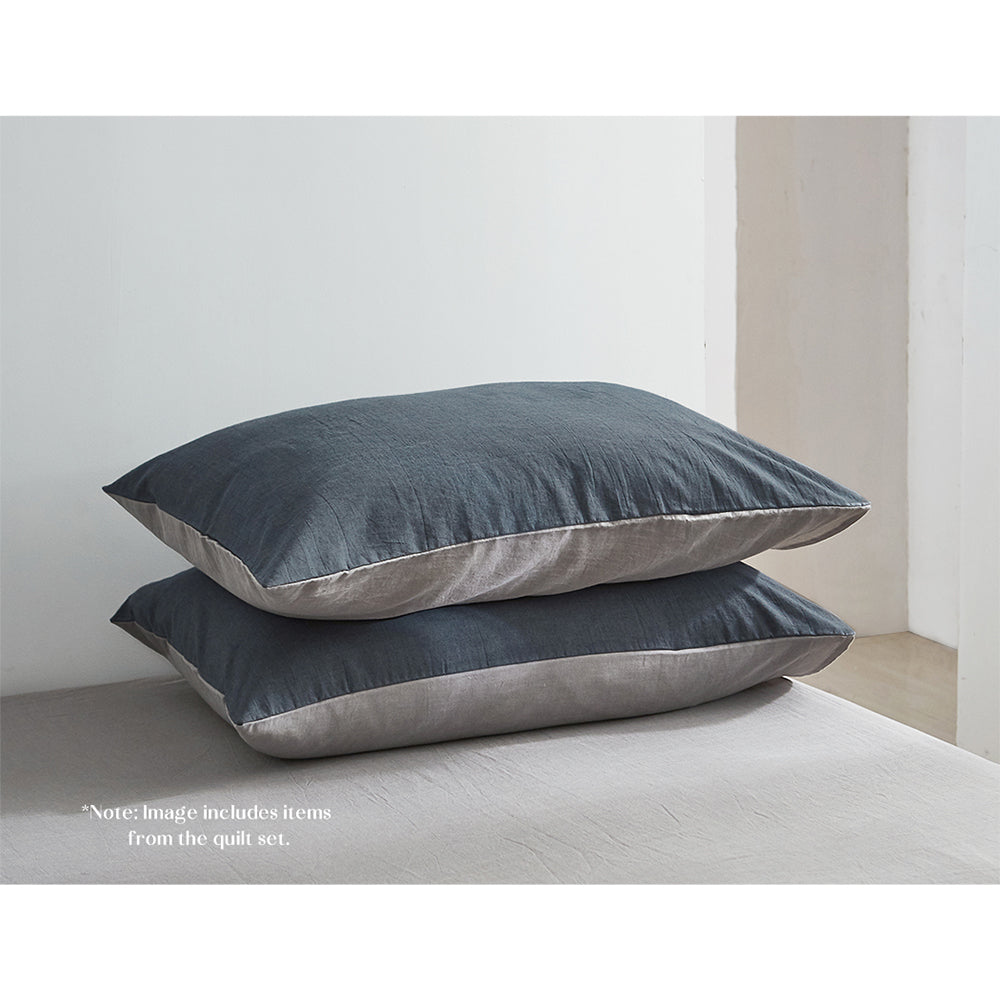 Cosy Club Sheet Set Cotton Sheets Double Dark Blue Grey - Delldesign Living - Home & Garden > Bedding - free-shipping, hamptons