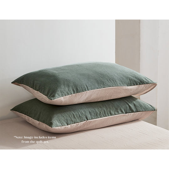 Cosy Club Sheet Set Cotton Sheets Double Green Beige - Delldesign Living - Home & Garden > Bedding - free-shipping