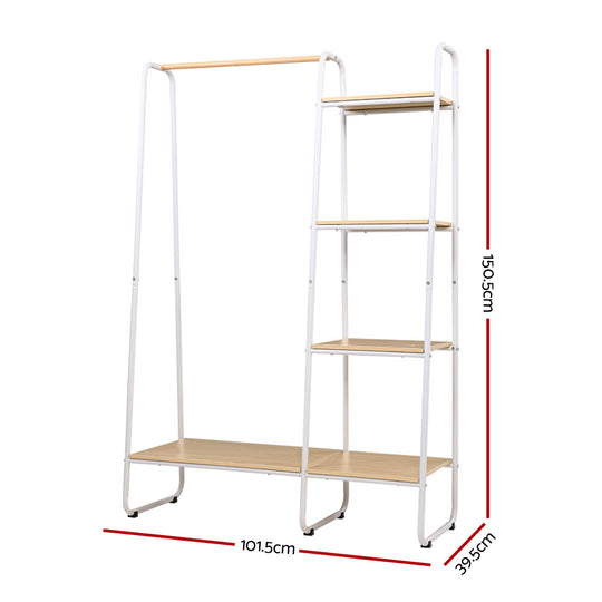 Closet Storage Rack Clothes Hanger Shelf Garment Rail Stand Wardrobe Organiser White - Delldesign Living - Furniture > Bedroom - free-shipping, hamptons