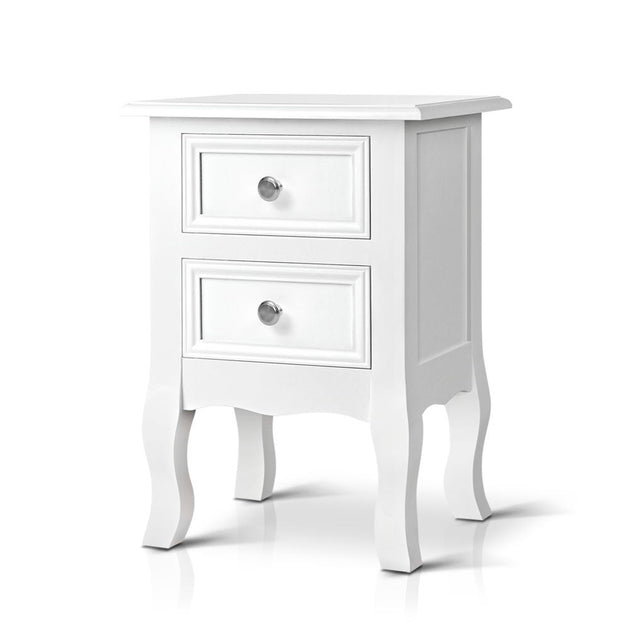 Artiss Bedside Tables Drawers Side Table French Storage Cabinet Nightstand Lamp - Delldesign Living - Furniture > Bedroom - free-shipping, hamptons
