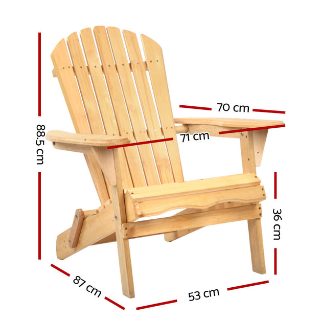 Gardeon Outdoor Chairs Furniture Beach Chair Lounge Wooden Adirondack Garden Patio - Delldesign Living - Furniture > Outdoor - free-shipping