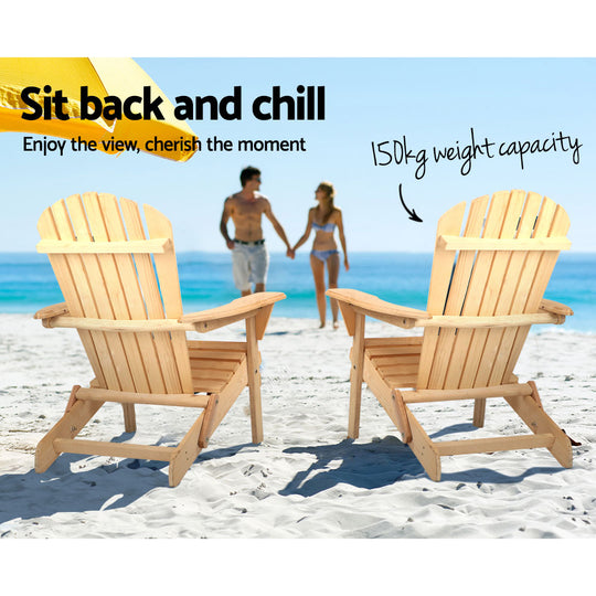 Gardeon Outdoor Chairs Furniture Beach Chair Lounge Wooden Adirondack Garden Patio - Delldesign Living - Furniture > Outdoor - free-shipping