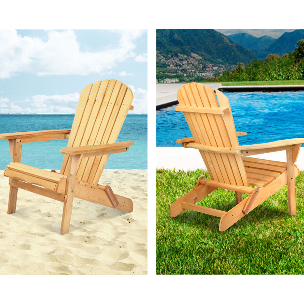 Gardeon Outdoor Chairs Furniture Beach Chair Lounge Wooden Adirondack Garden Patio - Delldesign Living - Furniture > Outdoor - free-shipping