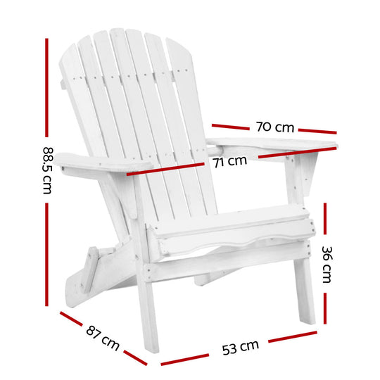 Gardeon Outdoor Furniture Adirondack Chairs Beach Chair Lounge Wooden Patio Garden - Delldesign Living - Furniture > Outdoor - free-shipping