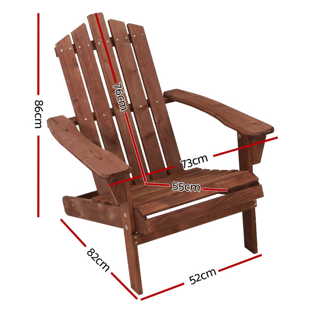 Gardeon Outdoor Sun Lounge Beach Chairs Table Setting Wooden Adirondack Patio Brown Chair - Delldesign Living - Furniture > Outdoor - free-shipping