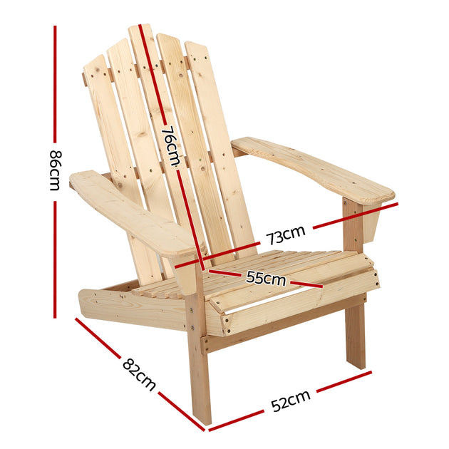 Gardeon Outdoor Sun Lounge Beach Chairs Table Setting Wooden Adirondack Patio Chair Light Wood Tone - Delldesign Living - Furniture > Outdoor - free-shipping