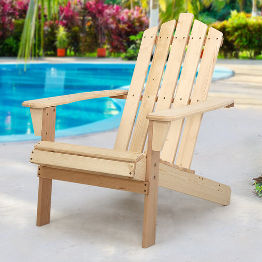 Gardeon Outdoor Sun Lounge Beach Chairs Table Setting Wooden Adirondack Patio Chair Light Wood Tone - Delldesign Living - Furniture > Outdoor - free-shipping