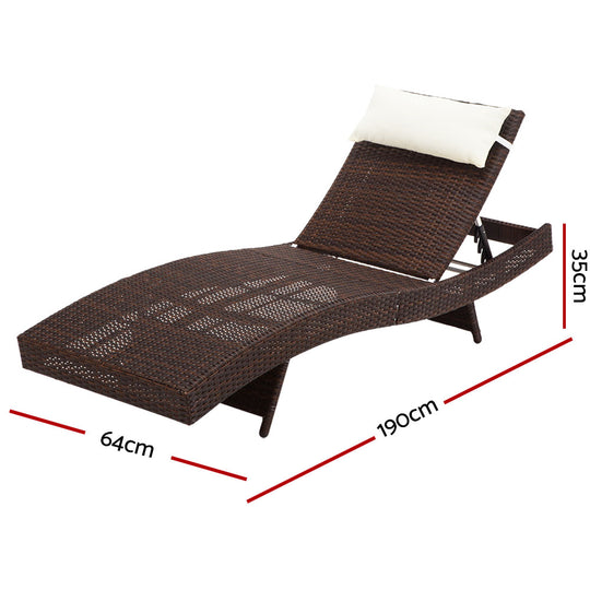 Gardeon Outdoor Wicker Sun Lounge - Brown - Delldesign Living - Furniture > Outdoor - free-shipping