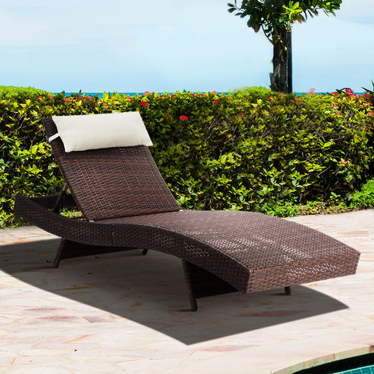 Gardeon Outdoor Wicker Sun Lounge - Brown - Delldesign Living - Furniture > Outdoor - free-shipping