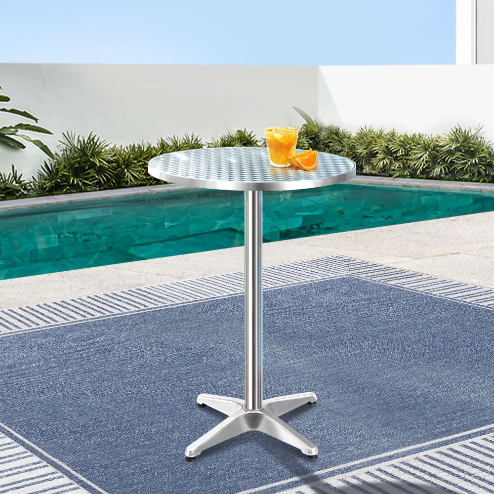 Gardeon Outdoor Bar Table Indoor Furniture Adjustable Aluminium Round 70/110cm - Delldesign Living - Furniture > Outdoor - free-shipping