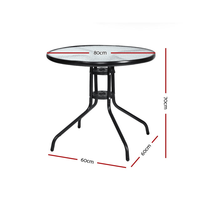 Gardeon Outdoor Dining Table Bar Setting Steel Glass 70CM - Delldesign Living - Furniture > Outdoor - free-shipping
