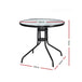 Gardeon Outdoor Dining Table Bar Setting Steel Glass 70CM - Delldesign Living - Furniture > Outdoor - free-shipping