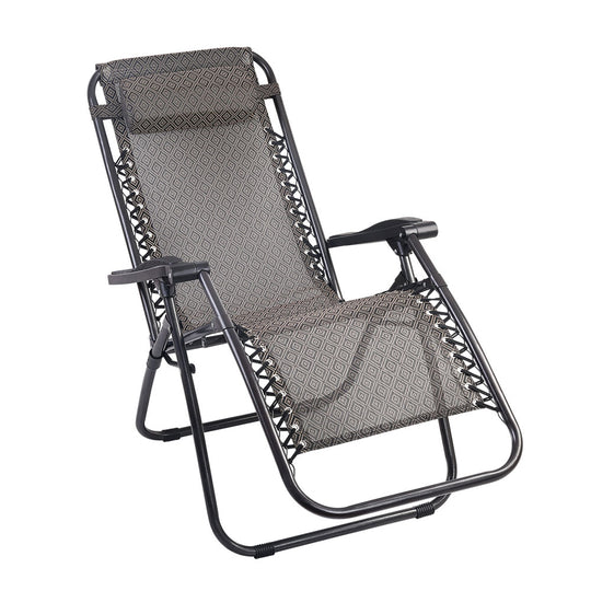 Gardeon Zero Gravity Recliner Chairs Outdoor Sun Lounge Beach Chair Camping - Beige - Delldesign Living - Furniture > Outdoor - free-shipping