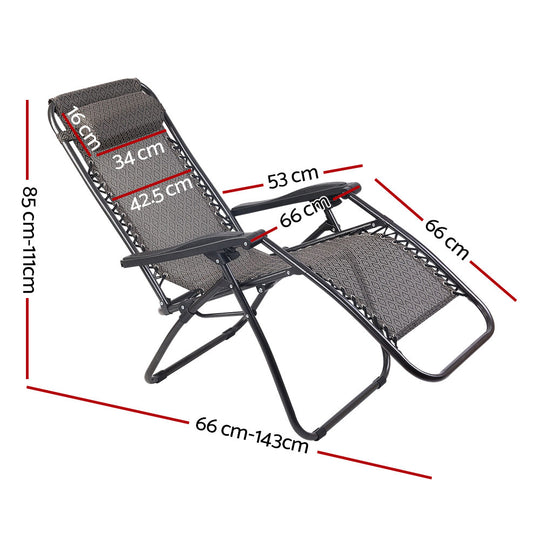 Gardeon Zero Gravity Recliner Chairs Outdoor Sun Lounge Beach Chair Camping - Beige - Delldesign Living - Furniture > Outdoor - free-shipping