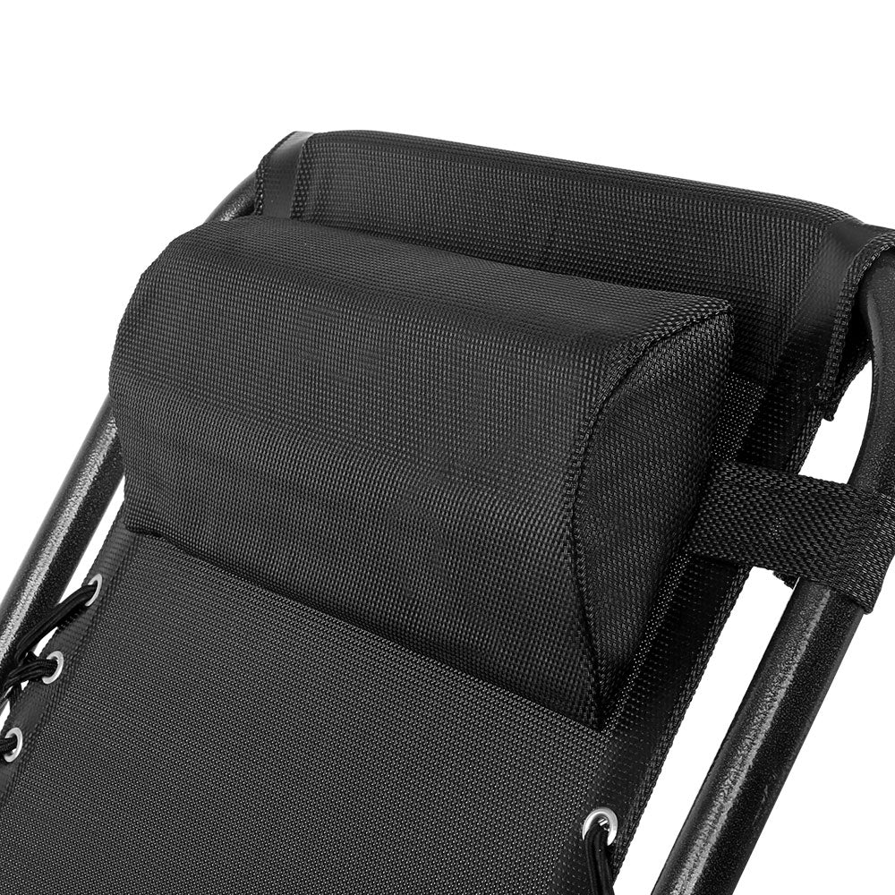 Gardeon Outdoor Portable Recliner - Black - Delldesign Living - Furniture > Outdoor - free-shipping
