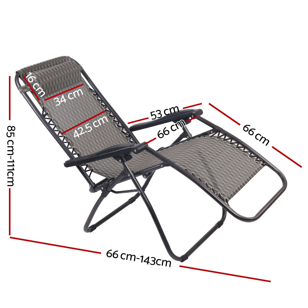 Gardeon Outdoor Portable Recliner - Grey - Delldesign Living - Furniture > Outdoor - free-shipping