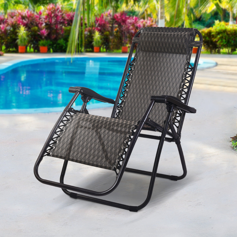 Gardeon Outdoor Portable Recliner - Grey - Delldesign Living - Furniture > Outdoor - free-shipping