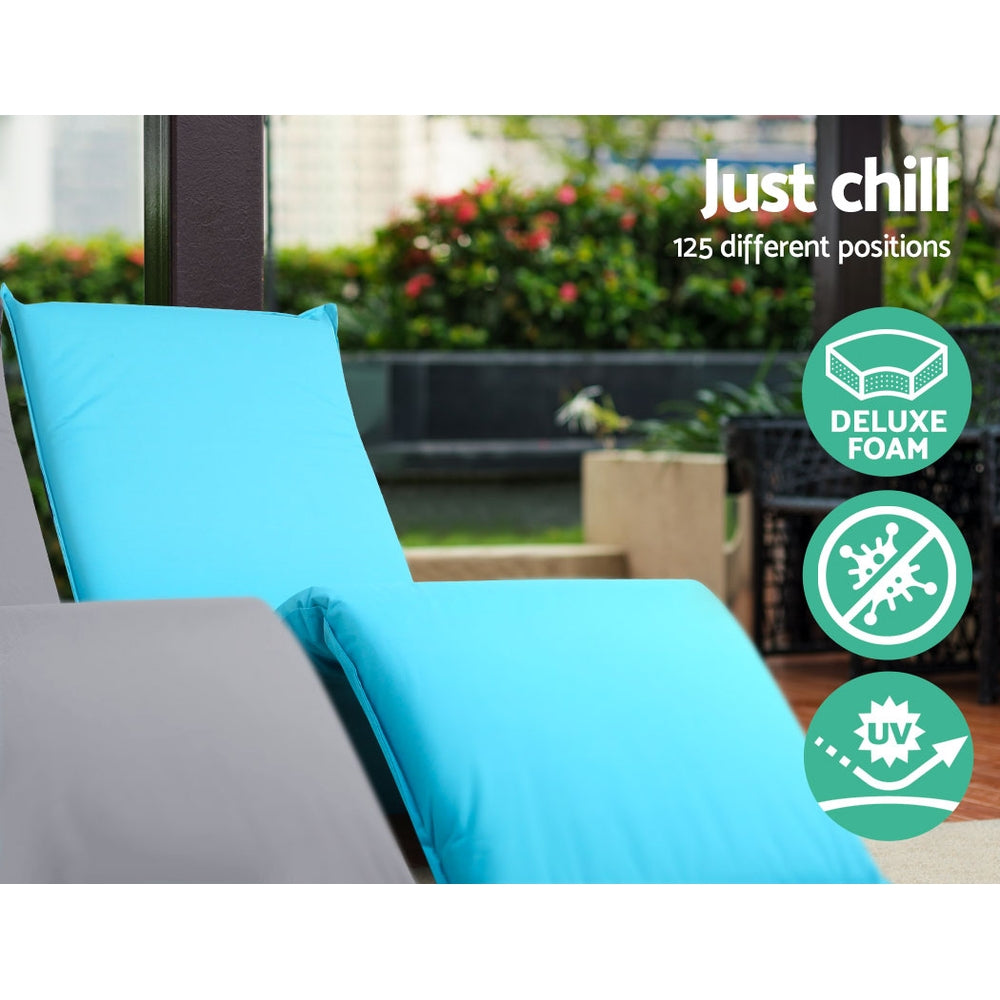 Artiss Adjustable Beach Sun Pool Lounger - Blue - Delldesign Living - Furniture > Outdoor - free-shipping