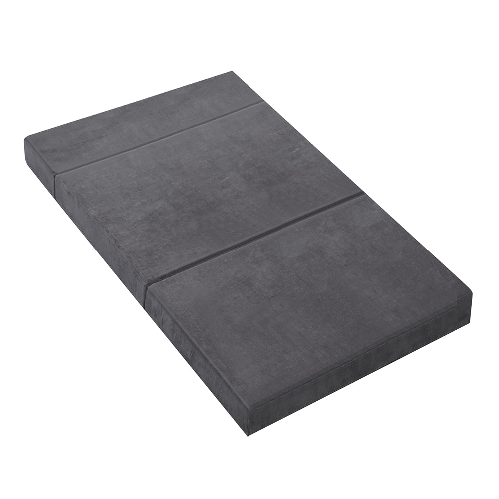 Giselle Bedding Double Size Folding Foam Mattress Portable Bed Mat Velvet Dark Grey - Delldesign Living - Furniture > Mattresses - free-shipping
