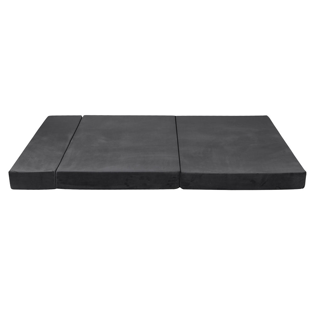 Giselle Bedding Double Size Folding Foam Mattress Portable Bed Mat Velvet Dark Grey - Delldesign Living - Furniture > Mattresses - free-shipping