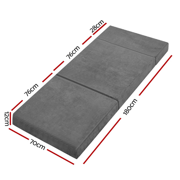 Giselle Bedding Folding Foam Portable Mattress Grey - Delldesign Living - Furniture > Mattresses - free-shipping