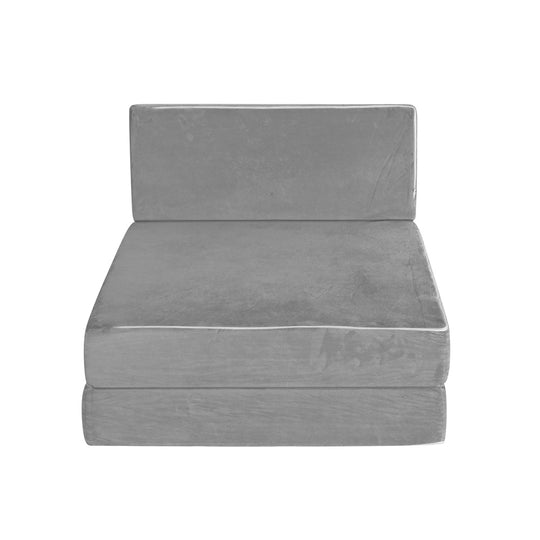 Giselle Bedding Folding Foam Mattress Portable Sofa Bed Lounge Chair Velvet Light Grey - Delldesign Living - Furniture > Mattresses - free-shipping