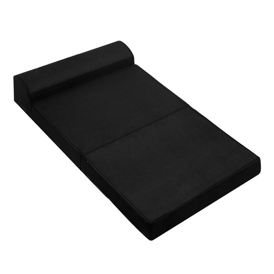 Giselle Bedding Folding Foam Mattress Portable Double Sofa Bed Mat Air Mesh Fabric Black - Delldesign Living - Furniture > Mattresses - free-shipping