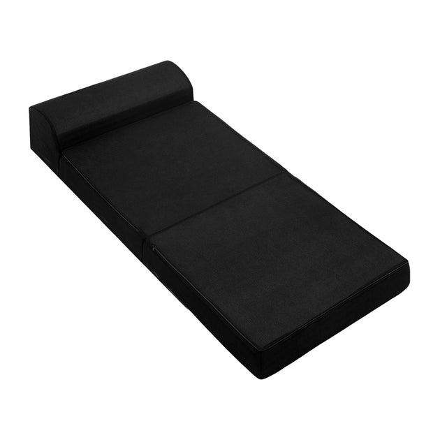 Giselle Bedding Folding Foam Mattress Portable Single Sofa Bed Mat Air Mesh Fabric Black - Delldesign Living - Furniture > Mattresses - free-shipping