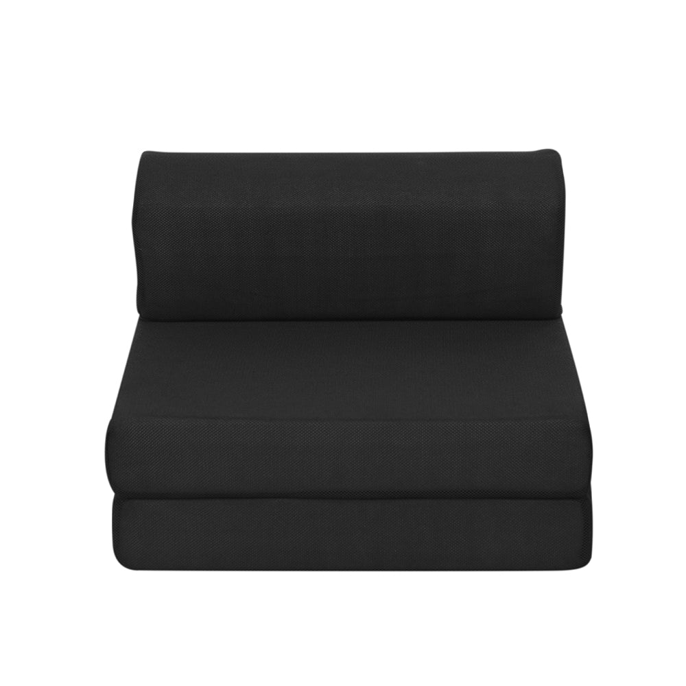 Giselle Bedding Folding Foam Mattress Portable Single Sofa Bed Mat Air Mesh Fabric Black - Delldesign Living - Furniture > Mattresses - free-shipping