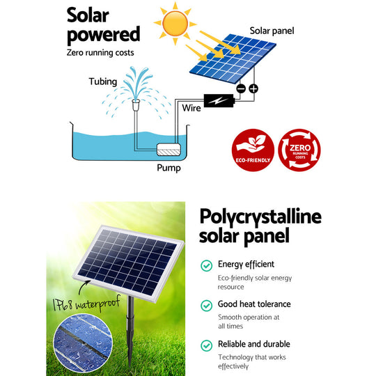 Gardeon Solar Pond Pump Battery Powered Outdoor LED Light Submersible Filter - Delldesign Living - Home & Garden > Garden Tools - 