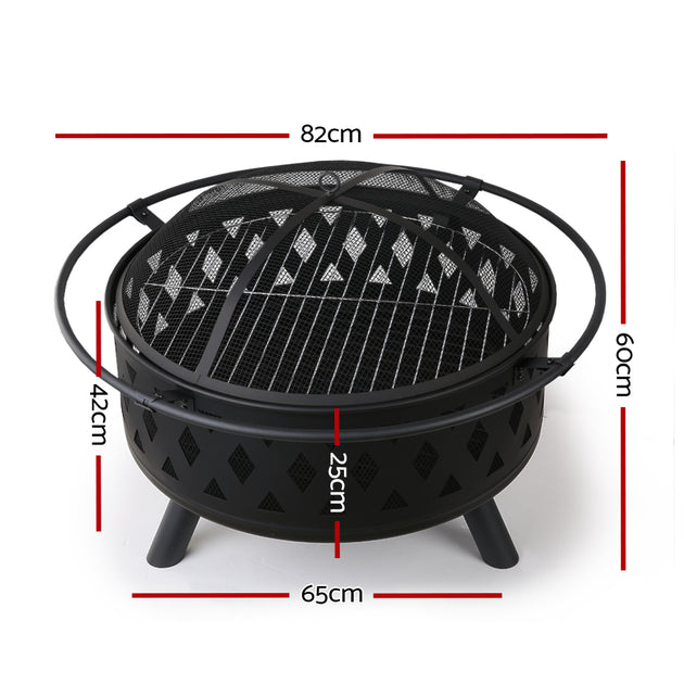Fire Pit BBQ Charcoal Grill Ring Portable Outdoor Kitchen Fireplace 32" - Delldesign Living - Home & Garden > BBQ - free-shipping