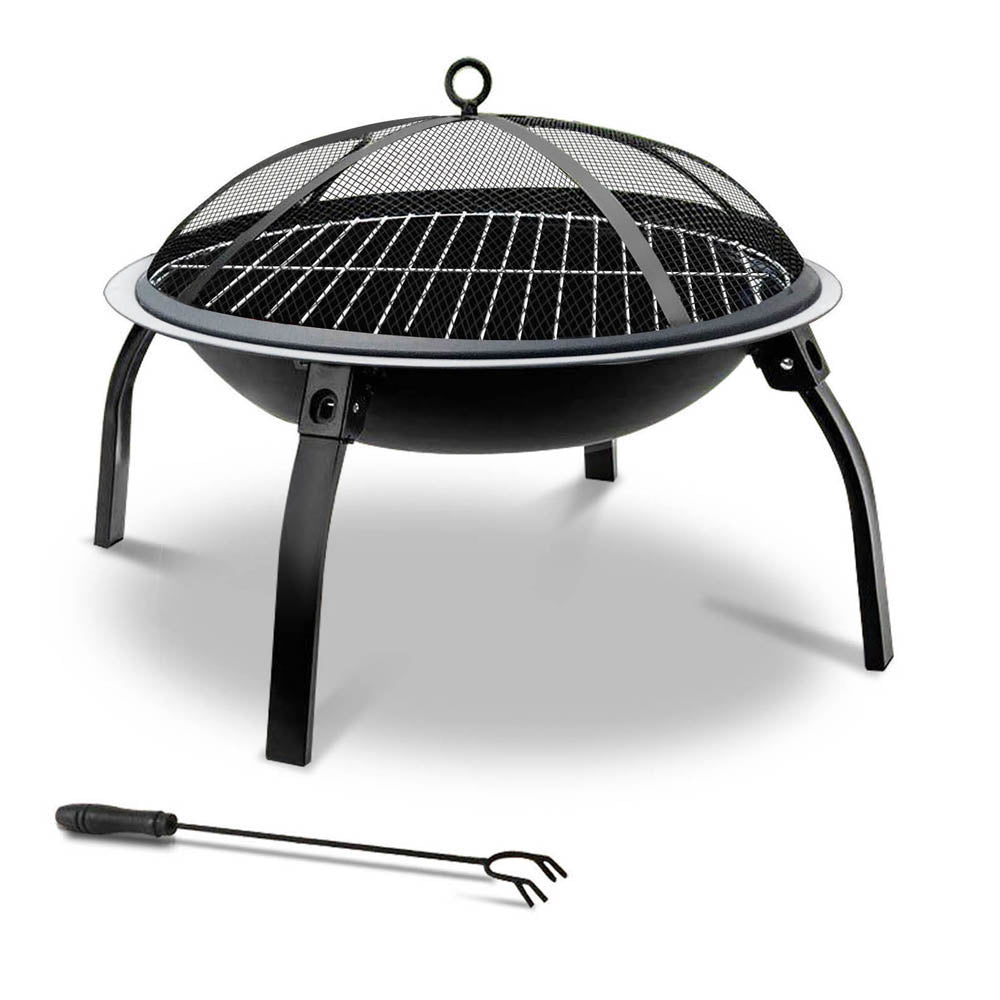 Fire Pit BBQ Charcoal Smoker Portable Outdoor Camping Pits Patio Fireplace 22" - Delldesign Living - Home & Garden > Firepits - free-shipping