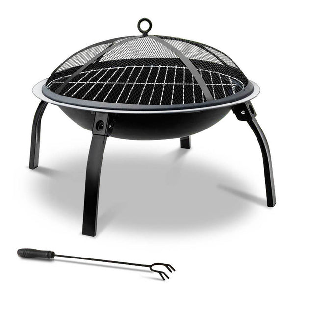 Fire Pit BBQ Charcoal Grill Smoker Portable Outdoor Camping Garden Pits 30" - Delldesign Living - Home & Garden > Firepits - free-shipping