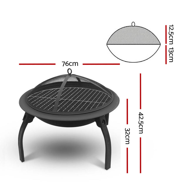 Fire Pit BBQ Charcoal Grill Smoker Portable Outdoor Camping Garden Pits 30" - Delldesign Living - Home & Garden > Firepits - free-shipping