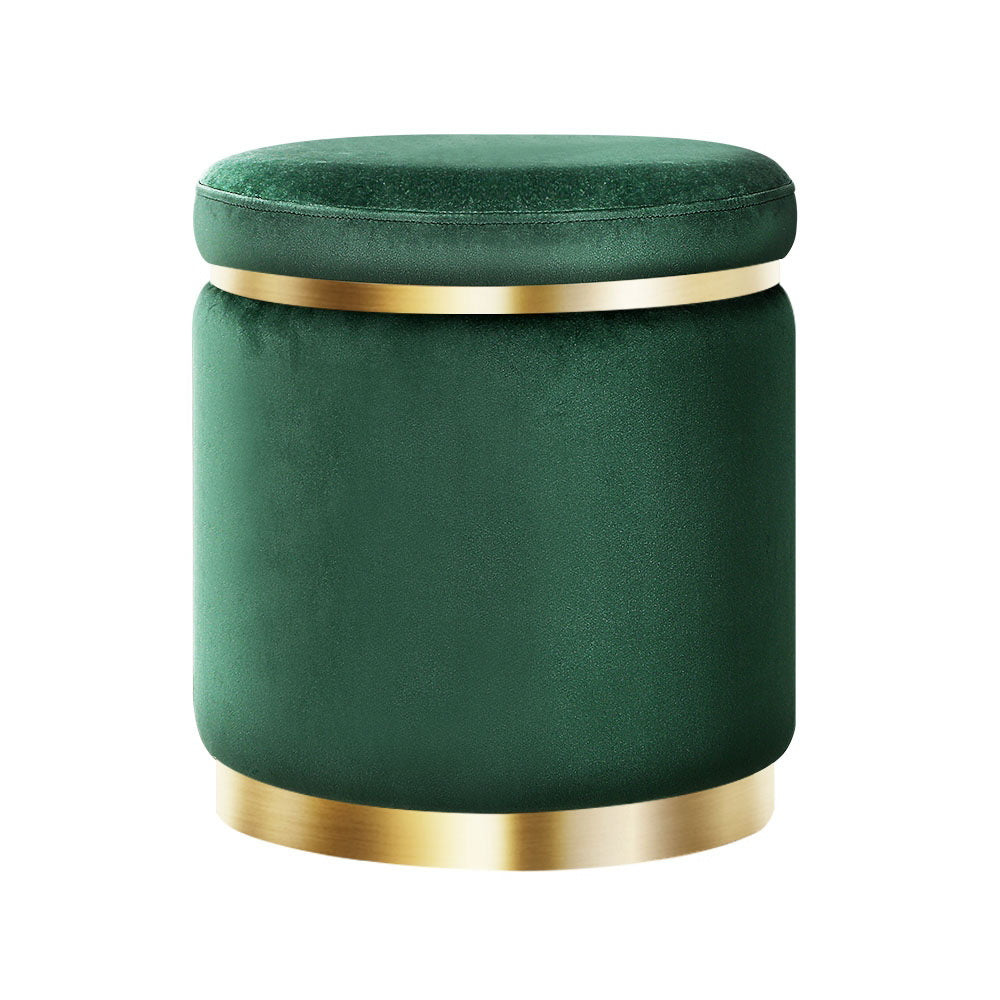 Artiss Ottoman Round Velvet Foot Stool Foot Rest Pouffe Padded Seat Pouf Green - Delldesign Living - Furniture > Living Room - free-shipping