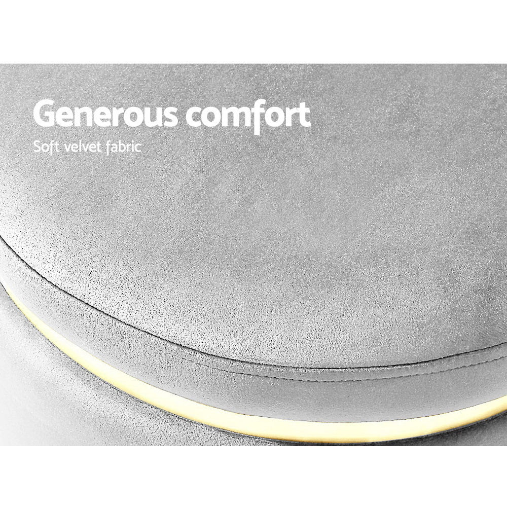 Artiss Round Velvet Ottoman Foot Stool Foot Rest Pouffe Pouf Padded Seat Grey - Delldesign Living - Furniture > Living Room - free-shipping