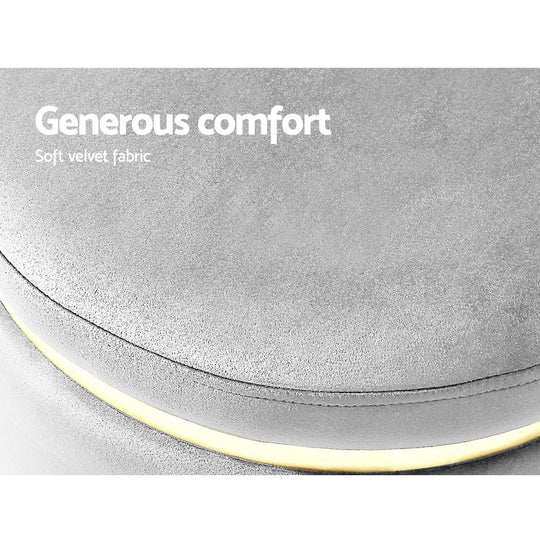 Artiss Round Velvet Ottoman Foot Stool Foot Rest Pouffe Pouf Padded Seat Grey - Delldesign Living - Furniture > Living Room - free-shipping