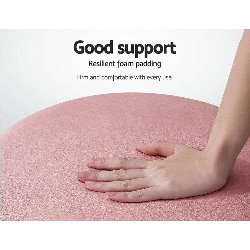 Artiss Round Velvet Foot Stool Ottoman Foot Rest Pouffe Padded Seat Pouf Pink - Delldesign Living - Furniture > Living Room - free-shipping