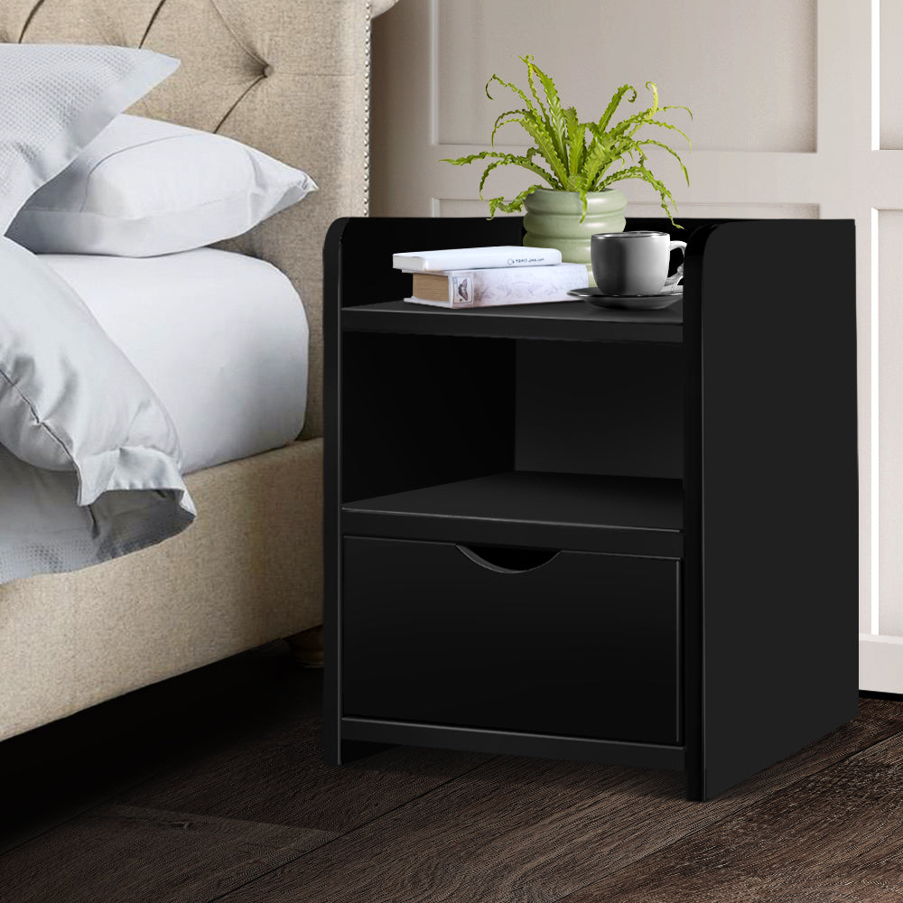 Artiss Bedside Table Drawer - Black - Delldesign Living - Furniture > Bedroom - free-shipping